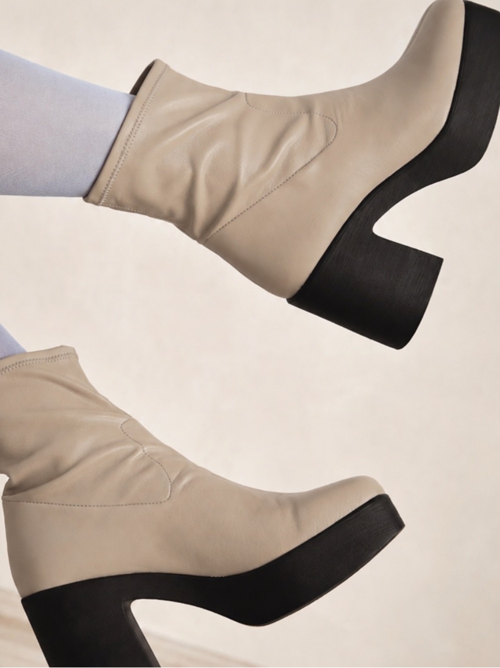 Intentionally Blank Boots Marlowe Empire Platform in Cream Vegan Leather